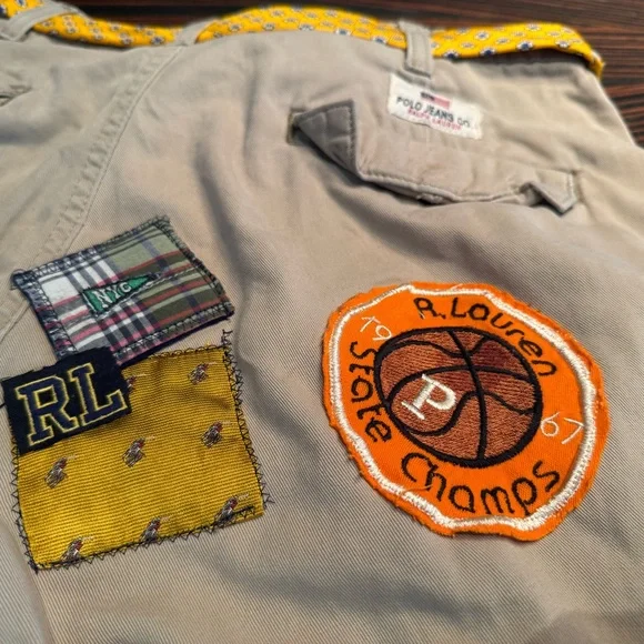 Ralph Lauren cargo firefighter tan canvas shorts P-Wing patches Men 30 waist - Picture 13 of 16